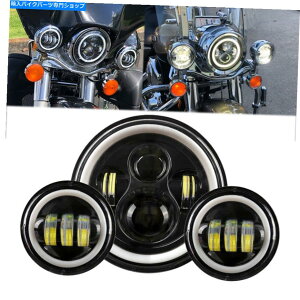 Headlight 7 "LEDwbhCg + 4.5"n[[c[OGNgOCĥ߂ɌyVg̖ڂʉ߂ 7" LED Headlight + 4.5" Passing Light Angel Eye for Harley Touring Electra Glide