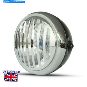 Headlight �I�[�g�o�C6.5 �w�b�h���C�g�v���W�F�N�g�J�t�F���[�T�[�X�N�����u���[�u���b�N�N�����Y�����O���� Motorcycle 6.5 Headlight Project Cafe Racer Scrambler Black Chrome Prison Grill�y���s�A���i�z