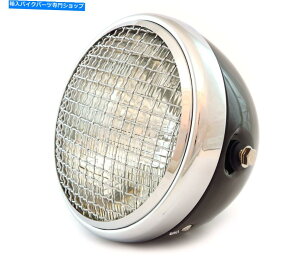 Headlight 7 "TCh}EgI[goCwbhCgtO - OXubN - N - NA 7" Side Mount Motorcycle Headlight w/ Grill - Gloss Black - Chrome - Clear