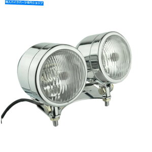 Headlight �I�[�g�o�C���E���h�w�b�h���C�g�����v�f���A��4 �����Y�u���P�b�g�x�[�X�{�g���N�����o�C�N Motorcycle Round Headlight Lamp Dual 4 Lens Bracket Base Bottom Chrome Bike�y���s�A���i�z