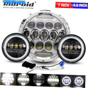 Headlight n[[frbh\GNgOCh[hLO7 "LEDwbhCg + 4.5"tHOCg 7" LED Headlight + 4.5" Fog Lights For Harley Davidson Electra Glide Road King