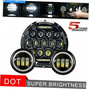 Headlight �n�[���[�G���N�g���O���C�h�E���g���N���V�b�N�̂��߂�7 �C���`LED�w�b�h���C�gH4 + 2�{�ʉ߃����v 7inch LED Headlight H4 + 2x Passing Lamp For Harley Electra Glide Ultra Classic�y���s�A���i�z