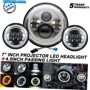 Headlight Halo 7 LED�w�b�h���C�g + 4.5�g�z���_�V���h�EVXL�Z�C�o�[110�̃p�X���C�g�N���� Halo 7 LED Headlight + 4.5�g Passing Light Chrome For Honda Shadow VXL Sabre 110�y���s�A���i�z