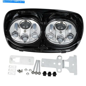 Headlight 5.75 "n[[[hOChɓKfALEDwbhCgvWFN^[vAZu98-13 5.75" Dual LED Headlight Projector Lamp Assembly Fit For Harley Road Glide 98-13