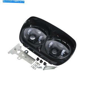 Headlight n[[[hOChJX^̂߂̃ubNfALEDvWFN^[wbhCgv1998-2013 Black Dual LED Projector Headlight lamp For Harley Road Glide Custom 1998-2013