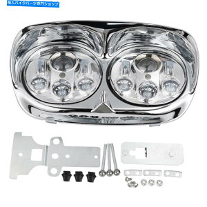 Headlight 5.75 "n[[[hOChɃtBbgfALEDvWFN^[wbhCgwbhv1998-2013 5.75" Dual LED Projector Headlight Headlamp Fit For Harley Road Glide 1998-2013