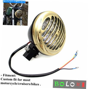 Headlight �I�[�g�o�C�u���X�w�b�h���C�g�J�X�^���t�B���O�����w�b�h���C�g�n�[���[�J�t�F���[�T�[ Motorcycle Brass Headlight Custom Finned Grille Head Light For Harley Cafe Racer�y���s�A���i�z