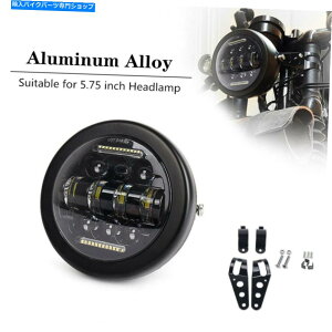 Headlight 5.75 12V�A���~�j�E���������g�����[�^�[�T�C�N���o�C�N�́A�u���P�b�g�Z�b�g�Ńw�b�h���C�g��LED���܂� 5.75 12V Aluminum Alloy Retro Motorcycle Bikes LED Headlight With Bracket Set�y���s�A���i�z