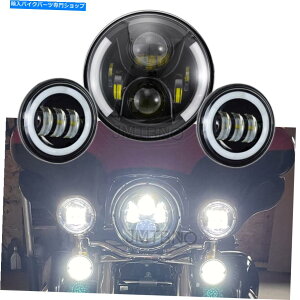 Headlight 7 "LEDEhwbhCg +2PCS 4.5"tHOpXpXCgn[[[hXg[gOCh 7" LED Round Headlight +2Pcs 4.5" Fog Passing Light For Harley Road Street Glide