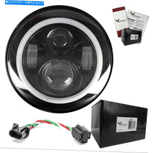 Headlight C[OCg7 "n[[frbh\̃ubNn[[hwbhCg - Uۏ Eagle Lights 7" Black Halo LED Headlight for Harley Davidson - LIFETIME WARRANTY