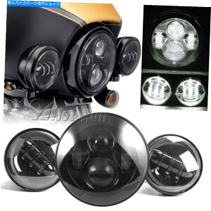 Headlight 7 LED�v���W�F�N�^�[�w�b�h���C�g��4.5�n�[���[�f�r�b�h�\���̃p�X���C�g 7 LED Projector Headlight & 4.5 Passing Lights For Harley Davidson