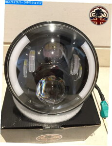 Headlight ���[�^�[�o�C�N7 LED�w�b�h���C�g50W e�}�[�N�t���G���W�F���A�C��DRL�ƃC���W�P�[�^�[750M2 MOTORBIKE 7 LED HEADLIGHTS 50W E MARKED ANGEL EYE WITH DRL & INDICATOR 750M2�y���s�A���i�z