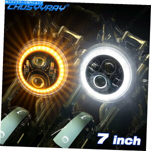 Headlight �z���_���}�n�I�[�g�o�C�_�C�i�J�t�F���[�T�[��7�C���`LED�w�b�h���C�gDRL�G���W�F���A�C 7 inch LED Headlight DRL Angel Eyes for Honda Yamaha Motorcycle Dyna Cafe Racer�y���s�A���i�z
