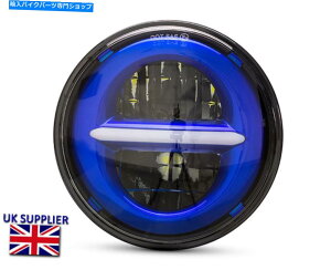 Headlight oCNwbhCgCT[gvWFN^[5.75 "Ԃ̒Ԃ̃jOCg Motorbike Headlight Insert Projector 5.75" Blue LED Daytime Running Lights