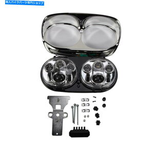 Headlight Harley Road Glide EFI FLTRI 2004-2014 US̃NvWFN^[fALEDwbhCg Chrome Projector Dual LED Headlight for Harley Road Glide EFI FLTRI 2004-2014 US