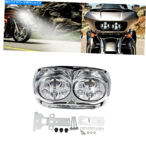 Headlight NnEWOfALEDvWFN^[wbhCgn[[[hOCh1998-2013ɓKĂ܂ Chrome Housing Dual LED Projector Headlight Fit For Harley Road Glide 1998-2013