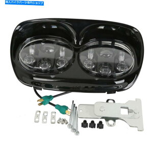 Headlight �c�A�[�ɂӂ��킵���u���b�NLED�f���A���w�b�h���C�gCVO���[�h�O���C�h�E���g���t���g�D�[�X1998-2013 Black LED Dual Headlights Fit For Touring CVO Road Glide Ultra FLTRUSE 1998-2013