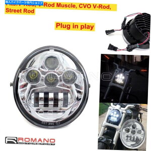 Headlight �h�b�g���F�ς݃n�[���[v���b�h�}�b�X��VRSC VRSCA VRXSE Chrome��Hi/LO LED�w�b�h���C�g DOT Approved Hi/Lo LED Headlight For Harley V-Rod Muscle VRSC VRSCA VRXSE Chrome�y���s�A���i�z