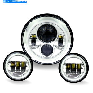 Headlight �N����7�C���`���E���hLED�w�b�h���C�g�w�b�h�����v + 4.5 �t�H�O�X�|�b�g���C�g���c�[�����O�ɓK������ Chrome 7 inch Round LED Headlight Headlamp + 4.5 Fog Spot Lights Fits Touring�y���s�A���i�z