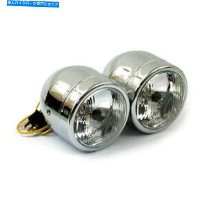 Headlight _u - wbhCg4 "NAn[[p - frbh\E-F؃}[N Double - Headlight 4 " Chrome, for Harley - Davidson with E - Certification Mark