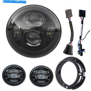 Headlight 4.5C`̃tHOCgvƃuPbgʉ߂7C`LEDI[goCwbhCg 7 Inch LED Motorcycle Headlight with 4.5 Inch Fog Lights Passing Lamps & Bracket