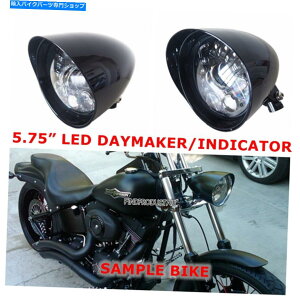Headlight 5.75OXubNLEDCWP[^[eۃwbhCgn[[uCNAEgbJ[FXSB FXCW 5.75 gloss Black LED indicator bullet headlight Harley breakout rocker FXSB FXCW