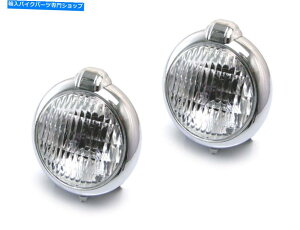 Headlight �J�t�F���[�T�[�o�C�N�ɓK�����N�������^���w�b�h���C�g�̃y�A�w�b�h�����v Pair Of Chrome Metal Headlights Headlamps Suitable For Cafe Racer Motorbikes�y���s�A���i�z