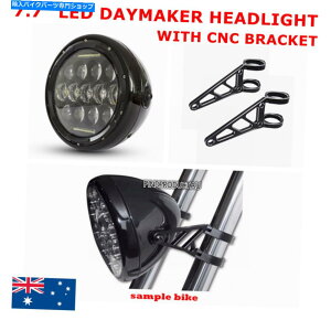 Headlight 7.7 LED���g���w�b�h���C�g�f�C���[�J�[ + CNC�u���P�b�g�J�t�F���[�T�[�{�o�[�v���W�F�N�g�J�X�^�� 7.7 LED retro headlight daymaker + CNC bracket cafe racer bobber project custom�y���s�A���i�z