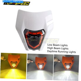 Headlight 白いオートバイのダートバイクLEDヘッドライトカバーヘッドランプホンダexcf xcf xcw White Motorcycle Dirt Bike LED Headlight Cover Head Lamp For Honda EXC XCF XCW
