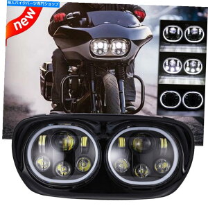 Headlight Harley Road Glide 2004-2013��LED�f���A���G���W�F���A�C�X���C�g�t���w�b�h���C�g�A�Z���u�� Headlight Assembly w/LED Dual Angel Eyes Lights For Harley Road Glide 2004-2013�y���s�A���i�z