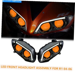 Headlight ���}�nYZF R1 2004-2006���[�^�[�T�C�N���w�b�h�����v�I�����W��2X LED�w�b�h���C�g�A�Z���u�� 2X LED Headlight Assembly for Yamaha YZF R1 2004-2006 Motorcycle Headlamp Orange�y���s�A���i�z