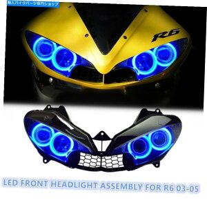 Headlight ���}�nR6�̃w�b�h���C�g�A�Z���u��2003-2005 LED Angel Eyes HID�v���W�F�N�^�[�L�b�g�u���[ Headlight Assembly for Yamaha R6 2003-2005 LED Angel Eyes HID Projector Kit Blue�y���s�A���i�z