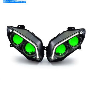 Headlight ���}�nR1 2004-06�t�����g�w�b�h�����v�A�Z���u���f�[�����A�C�O���[����1X LED�w�b�h���C�g 1X LED Headlights for Yamaha R1 2004-06 Front Headlamp Assembly Demon Eye Green�y���s�A���i�z