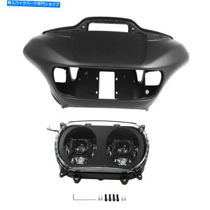 Headlight }bgubNCi[tFAOtgwbhCgn[[[hOCh15-22ɃtBbg Matte Black Inner Outer Fairings Front Headlight Fit For Harley Road Glide 15-22