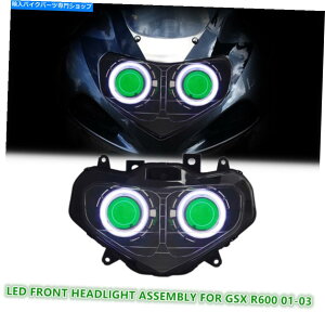 Headlight �X�Y�LGSXR600 GSX-R600 01-03�t�����g�����v�O���[����1x LED�I�[�g�o�C�w�b�h���C�g 1X LED Motorcycle Headlight for Suzuki GSXR600 GSX-R600 01-03 Front Lamps Green�y���s�A���i�z