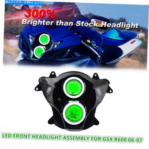 Headlight �X�Y�LGSXR600 GSX-R600 06-07 DEMON EYES DRL GREEN��1X LED�t�����g�w�b�h���C�g 1X LED Front Headlights for Suzuki GSXR600 GSX-R600 06-07 Demon Eyes DRL Green�y���s�A���i�z