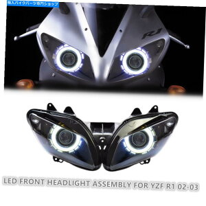 Headlight ���}�nYZF R1 2002-2003�I�[�g�o�C�w�b�h�����v��2x LED�w�b�h���C�g�A�Z���u���z���C�g 2X LED Headlight Assembly for Yamaha YZF R1 2002-2003 Motorcycle Headlamps White�y���s�A���i�z