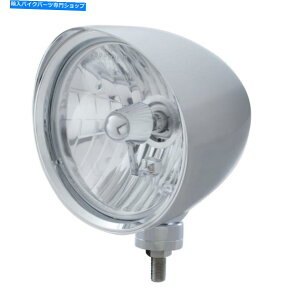 Headlight �N����7 �r���b�g�X�^�C���u�`���b�p�[�v�w�b�h���C�g���炩�ȃo�C�U�[ - �N���X�^��H4�d�� Chrome 7 Billet Style CHOPPER Headlight with Smooth Visor - Crystal H4 Bulb�y���s�A���i�z