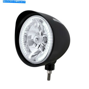 Headlight 黒い「ビレット」スタイルの溝ヘッドライトw/ vidor H4バルブw/ 34白いLED Black "Billet" Style Groove Headlight w/ Visor H4 Bulb w/ 34 White LED