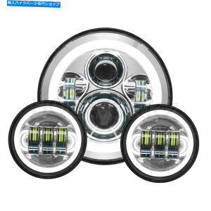 Headlight Hogworkz Chrome 7 LED Halomaker�w�b�h���C�g���⏕�n���[�p�X�����v�������LED Hogworkz Chrome 7 LED HaloMaker Headlight with Auxiliary Halo Passing Lamps�y���s�A���i�z