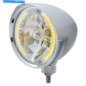 Headlight �N�����u�`���b�p�[�v�w�b�h���C�gw/���炩�ȃo�C�U�[H4�d��w/ 34�A���o�[LED Chrome Chopper Headlight w/ Smooth Visor H4 Bulb w/ 34 Amber LED�y���s�A���i�z
