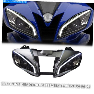 Headlight ���}�nYZF R6 2006-2007�t�����gDRL�f�[�����A�C�z���C�g��1X LED�w�b�h���C�g�A�Z���u�� 1X LED Headlight Assembly for Yamaha YZF R6 2006-2007 Front DRL Demon Eye White�y���s�A���i�z