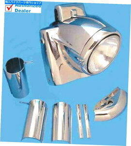 Headlight �V�������S�ȃN�����w�b�h���C�g�w�b�h�����v�J�E���i�Z���L�b�g�A�Z���u���n�[���[�c�[�����O New Complete Chrome Headlight Headlamp Cowl Nacelle Kit Assembly Harley Touring�y���s�A���i�z