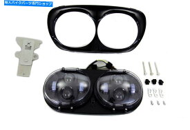 Headlight ブラックデュアルLEDヘッドランプユニットは、ハーレーダビッドソンに適合します Black Dual LED Headlamp Unit fits Harley-Davidson