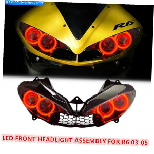 Headlight ���}�nR6��KT�w�b�h���C�g�A�Z���u��2003-2005 LED Halo Eye Hid Projecor Kit Red KT Headlight Assembly for Yamaha R6 2003-2005 LED Halo Eye HID Projector Kit Red�y���s�A���i�z