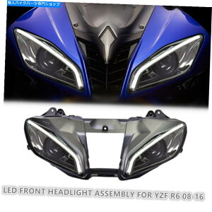 Headlight ���}�nYZF R6 2008-2016�t�����gDRL�f�[�����A�C�z���C�g��1X LED�w�b�h���C�g�A�Z���u�� 1X LED Headlight Assembly for Yamaha YZF R6 2008-2016 Front DRL Demon Eye White�y���s�A���i�z
