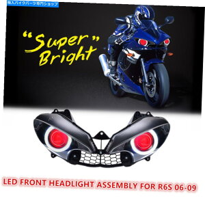Headlight ���}�nYZF R6S 2006-2009���[�^�[�T�C�N���t�����g�����v��1X LED�w�b�h���C�g�A�Z���u�� 1X LED Headlight Assembly for Yamaha YZF R6S 2006-2009 Motorcycle Front Lamp Red�y���s�A���i�z