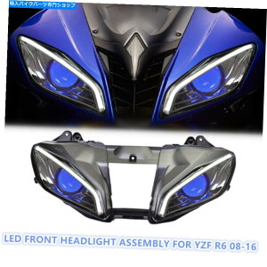 Headlight ���}�nYZF R6 2008-2016�t�����gDRL�f�[�����A�C�u���[��1X LED�w�b�h���C�g�A�Z���u�� 1X LED Headlight Assembly for Yamaha YZF R6 2008-2016 Front DRL Demon Eye Blue�y���s�A���i�z