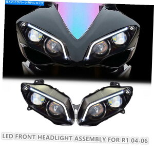 Headlight ���}�nYZF R1 2004-2006���t�@�C�o�[DRL�z���C�g��2X LED�w�b�h���C�g�A�Z���u�� 2X LED Headlight Assembly for Yamaha YZF R1 2004-2006 Optical Fiber DRL White�y���s�A���i�z