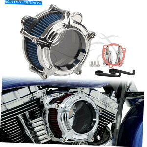 Air Filter NCNCJbgNAGAN[i[n[[FLHTC/I FLST FXSTp̐zCtB^[ Chrome CNC Cut Clear Air Cleaner Blue Intake Filter For Harley FLHTC/I FLST FXST